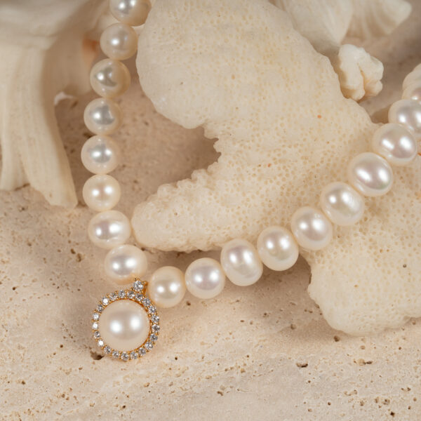 Vòng Ngọc Trai Kết Hợp Mặt Bạc NP1082