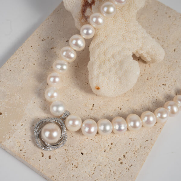 Vòng Ngọc Trai Kết Hợp Mặt Bạc NP1085