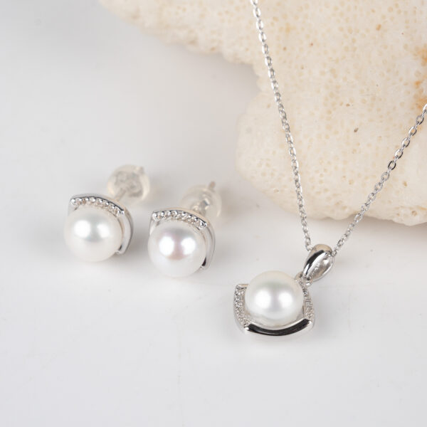 Set Ngọc Trai Sang Trọng Dây Chuyền Và Bông Tai Bạc 925, Quà Tặng Ý Nghĩa SET1029