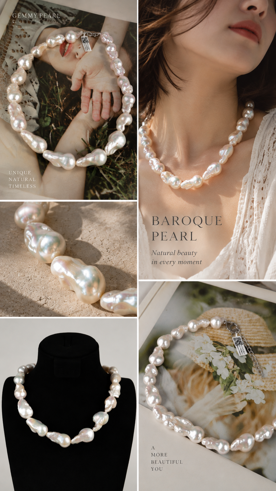 Bộ sưu tập trang sức ngọc trai Baroque tự nhiên Gemmy Pearl